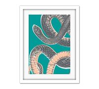Wee Blue Coo Snake Illustration Modern Biodiversity Artwork Framed Wall Art Print 18X24 Inch