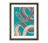 Wee Blue Coo Snake Illustration Modern Biodiversity Artwork Framed Wall Art Print 18X24 Inch