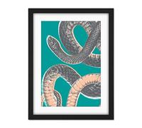Wee Blue Coo Snake Illustration Modern Biodiversity Artwork Framed Wall Art Print 18X24 Inch