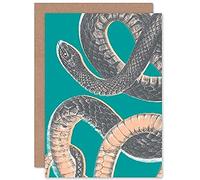 Wee Blue Coo Snake Illustration Modern Biodiversity Sealed Greeting Card Plus Envelope Blank inside