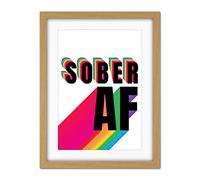 Wee Blue Coo Sober Af Rainbow Typography White Artwork Framed Wall Art Print 18X24 Inch