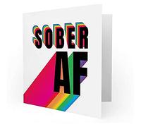 Wee Blue Coo Sober AF Rainbow Typography White Sealed Greeting Card Plus Envelope Blank inside