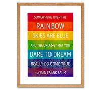 Wee Blue Coo Somewhere Over Rainbow Frank Baum Quote Grunge Framed Art Print Picture F12X1064