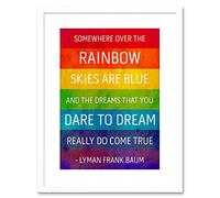 Wee Blue Coo Somewhere Over Rainbow Frank Baum Quote Grunge Framed Wall Art Print