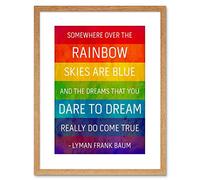 Wee Blue Coo Somewhere Over Rainbow Frank Baum Quote Grunge Framed Wall Art Print