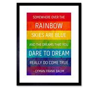 Wee Blue Coo Somewhere Over Rainbow Frank Baum Quote Grunge Framed Wall Art Print