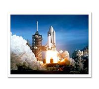 Wee Blue Coo Space 1981 Shuttle Launch Number One Columbia Nasa Art Print Framed Poster Wall Decor 12X16 Inch