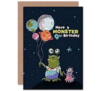 Wee Blue Coo Space Balloon Monster Birthday 9th Greetings Card