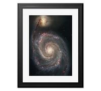 Wee Blue Coo Space Photo Hubble Whirlpool Galaxy M51 Mounted Art Print Premium Framed Poster Wall Decor 12X16 Inch Spoon Moulding