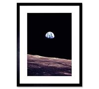 Wee Blue Coo Space Photo Planet Earth Lunar Surface Moon Cool USA Framed Wall Art Print