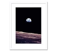 Wee Blue Coo Space Photo Planet Earth Lunar Surface Moon Cool USA Framed Wall Art Print