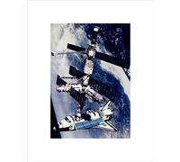 Wee Blue Coo Space Shuttle Atlantis Docked Russian Mir Space Station Wall Art Print