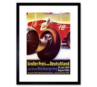 Wee Blue Coo Sport Advert Grand Prix Nurburgring Motor Germany Framed Wall Art Print