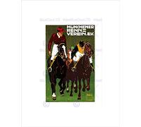 Wee Blue Coo SPORT ADVERT HORSE RACING JOCKEY MUNICH GERMANY FRAMED ART PRINT MOUNT B12X7258