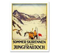 Wee Blue Coo Sport Exhibition Event Summer Ski Race Jungfrau Alpine Mountain Art Print Framed Poster Wall Decor 12X16 Inch