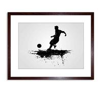 Wee Blue Coo SPORT FOOTBALL SOCCER SILHOUETTE SPLASH BLACK FRAMED PRINT F97X6418