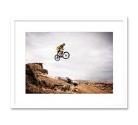 Wee Blue Coo Sport Mountain Bike Jump Sky Big Air Framed Wall Art Print