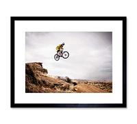 Wee Blue Coo Sport Mountain Bike Jump Sky Big Air Framed Wall Art Print