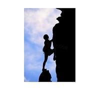 Wee Blue Coo Sport Photo Rock Climbing Silhouette Steep Cliff Ascent Wall Art Print
