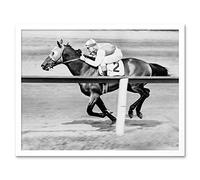 Wee Blue Coo Sport Pollard Jockey Seabiscuit Yonkers Empire City Race Art Print Framed Poster Wall Decor 12X16 Inch