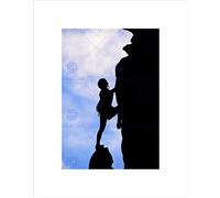 Wee Blue Coo Sport Rock Climbing Silhouette Steep Cliff Ascent Wall Art Print
