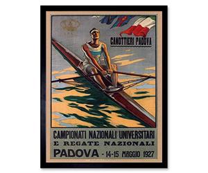 Wee Blue Coo Sport Rowing Canoe Padova Italy Regatta Exhibition Vintage Advert Art Print Framed Poster Wall Decor 12X16 Inch