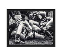 Wee Blue Coo Sport Rugby Football Close Up Scrum Players Ball Game Large Framed Art Print Poster Wall Decor 18x24 inch