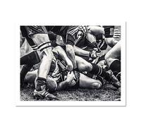 Wee Blue Coo Sport Rugby Football Close Up Scrum Players Ball Game Large Framed Art Print Poster Wall Decor 18x24 inch
