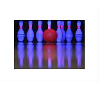 Wee Blue Coo Sport Ten Pin Bowling Neon Skittles Ball Wall Art Print