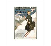 Wee Blue Coo SPORT TRAVEL WINTER SNOW SKIING CHAMONIX FRANCE VINTAGE AD ART PRINT B12X1267