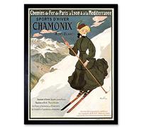 Wee Blue Coo Sport Travel Winter Snow Skiing Chamonix France Vintage Advert Art Print Framed Poster Wall Decor 12X16 Inch
