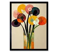 Wee Blue Coo Spring Flowers Floral Bouquet Abstract Vase Boho Art Print Framed Poster Wall Decor 12x16 inch