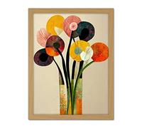 Wee Blue Coo Spring Flowers Floral Bouquet Abstract Vase Boho Artwork Framed Wall Art Print 18X24 Inch