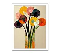 Wee Blue Coo Spring Flowers Floral Bouquet Abstract Vase Boho Artwork Framed Wall Art Print 18X24 Inch