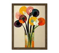 Wee Blue Coo Spring Flowers Floral Bouquet Abstract Vase Boho Artwork Framed Wall Art Print 18X24 Inch