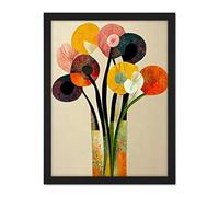 Wee Blue Coo Spring Flowers Floral Bouquet Abstract Vase Boho Artwork Framed Wall Art Print 18X24 Inch