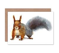 Wee Blue Coo Squirrel Watercolour Cute Greeting Card With Envelope Inside Premium Quality