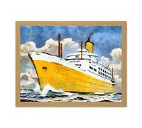 Wee Blue Coo Ss Orsova Cruise Ship Ocean Liner Watercolour Art Large Framed Art Print Poster Wall Decor 18x24 inch