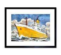 Wee Blue Coo SS ORSOVA CRUISE SHIP OCEAN LINER WATERCOLOUR BLACK FRAMED ART PRINT B12X2472