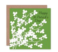 Wee Blue Coo St Patrick's Day Card - White Shamrock