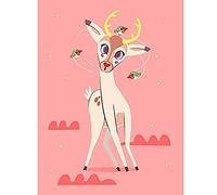 Wee Blue Coo Stag Dazed with Birds Art Print Canvas Premium Wall Decor Poster