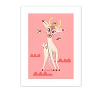 Wee Blue Coo Stag Dazed with Birds Art Print Canvas Premium Wall Decor Poster