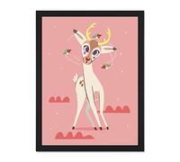 Wee Blue Coo Stag Dazed with Birds Large Framed Art Print Wall Poster 18x24 inch