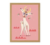 Wee Blue Coo Stag Dazed with Birds Large Framed Art Print Wall Poster 18x24 inch