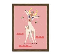 Wee Blue Coo Stag Dazed with Birds Large Framed Art Print Wall Poster 18x24 inch