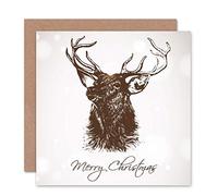 Wee Blue Coo STAG MERRY CHRISTMAS BLANK GREETINGS BIRTHDAY CARD ART