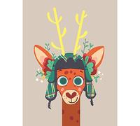Wee Blue Coo Stag with Tartan Hat Large Art Print Poster Wall Decor