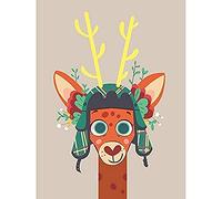 Wee Blue Coo Stag with Tartan Hat Unframed Art Print Poster Wall Decor 12x16 inch