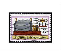 Wee Blue Coo STAMP UNITED STATES 6 CENTS MARCONI SPARK COIL PROGRESS FRAMED PRINT B12X8475