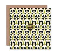 Wee Blue Coo Stand Out Bear Hiding in Panda Pattern Fun Animal Card Wee Blue Coo Multicolor